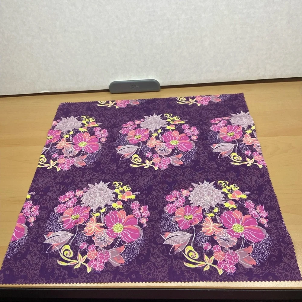 Assorted Floral & Geometric Cotton Fabric Pieces - Pink, Purple, Lime - Picture 3 of 11